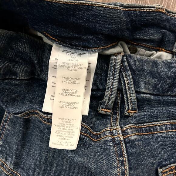 NWT Good American Good Legs Straight Jeans Blue004 Sz 14 / 32 Dark Stretch Denim - Picture 10 of 16